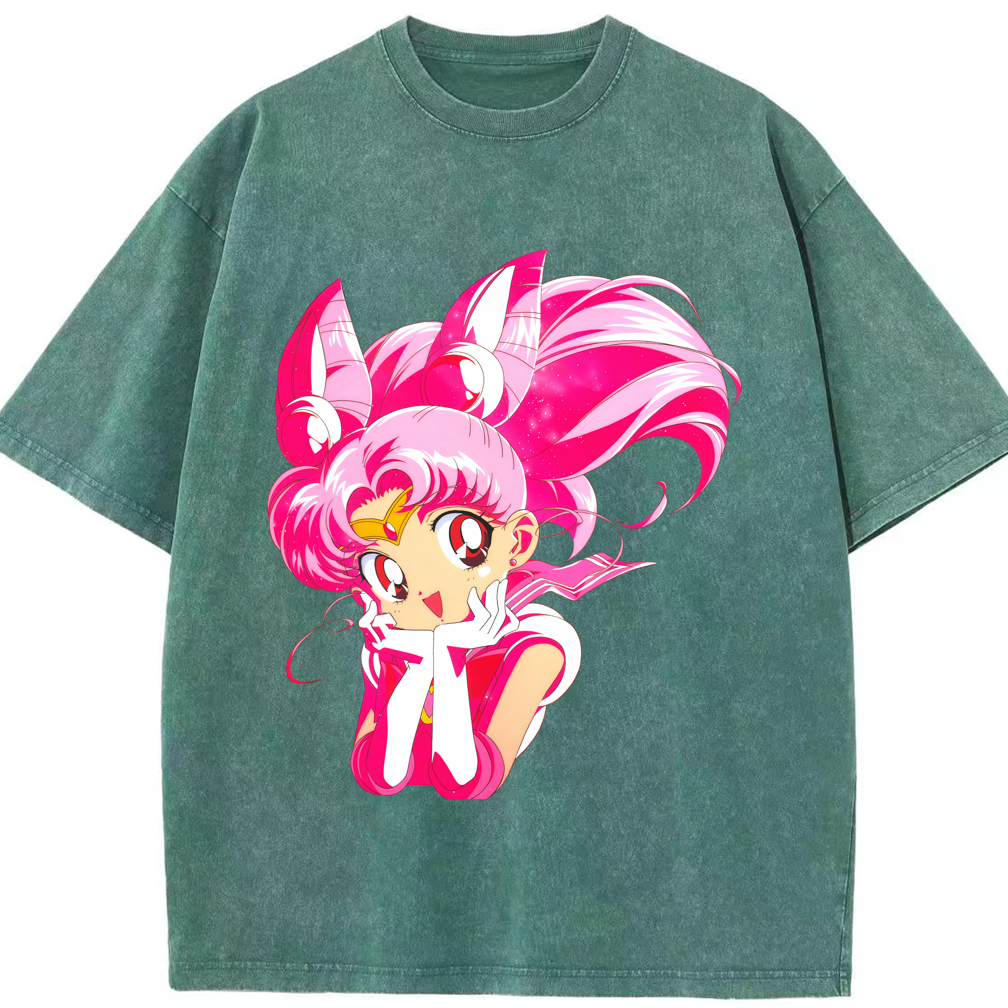 （画像用） 美少女戦士セーラームーン ちびうさ Sailor Moon Chibiusa Tsukino Usagi Small Lady Serenity 綿100% ヴィンテージ風 半袖Tシャツ（フロントプリント）